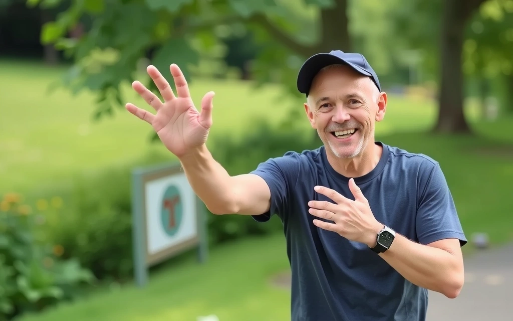 Aktiver Senior beim Sport im Freien, voller Lebensfreude