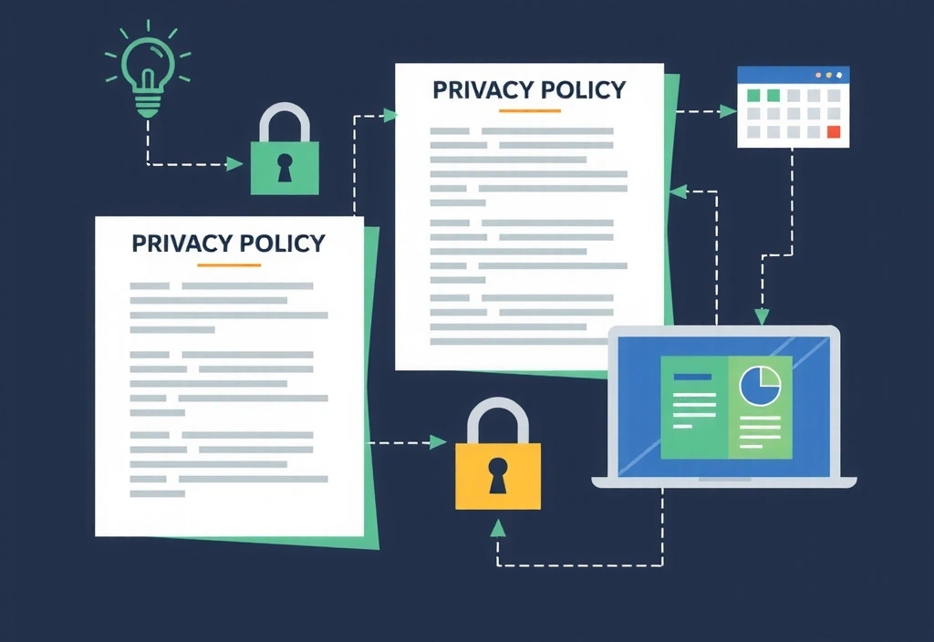 Datenschutzerklärung Dokumente und Datenschutz-Symbole
